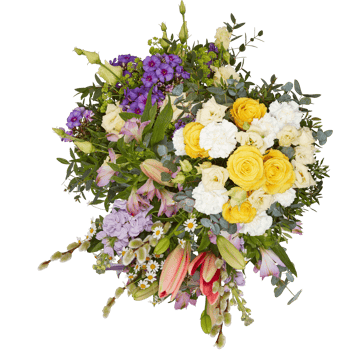 Fresh and colorful bouquet of flowers blooming beautiful first isolated on black background with clipping path png
