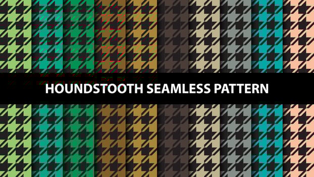 Collection of houndstooth vector seamless pattern