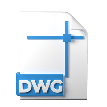 DWG File Type 3D rendering on transparent background. Ui UX icon design web and app trend png