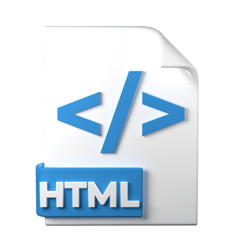 HTML File Type 3D rendering on transparent background. Ui UX icon design web and app trend png