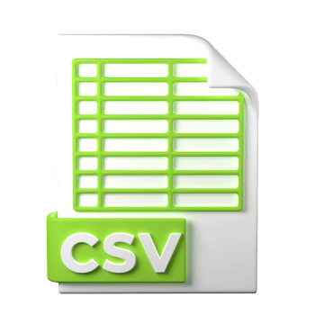 CSV File Type 3D rendering on transparent background. Ui UX icon design web and app trend png