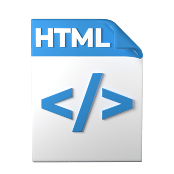 HTML File Type 3D rendering on transparent background. Ui UX icon design web and app trend png