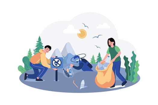 Cleaning the ocean Illustration concept on white background vector
