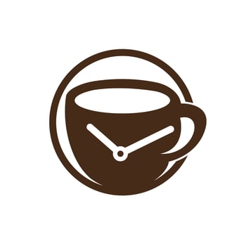 Coffee time vector logo design. Coffee cup time clock concept design.