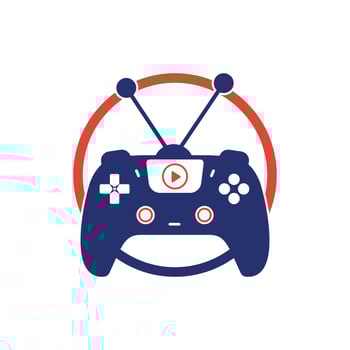 Gaming tv vector logo design. Television and Gamepad icon vector design.