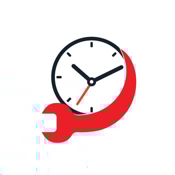 Service time vector logo design. Repair time logo design template.