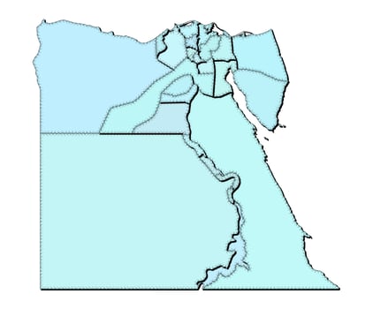 Map of Egypt with states isolated vector