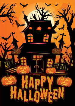 Happy Halloween, Vertical Halloween background with pumpkin and bats Social Media Design vector