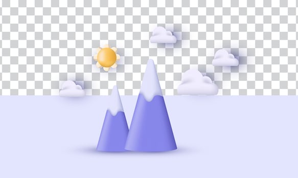 unique realistic landscape mountains sun clouds environmental 3d design isolated on vector