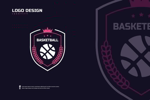 Basketball club logo, Basketball tournament emblems template. Sport team identity, E-Sport badge design vector illustrations