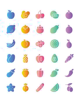 Fruits Icon Set 30 isolated on white background vector