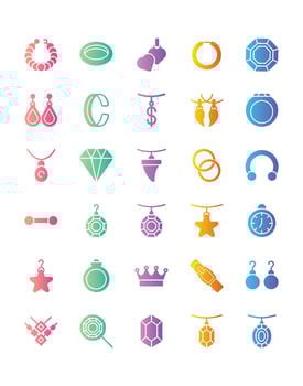 Jewelry Icon Set 30 isolated on white background vector
