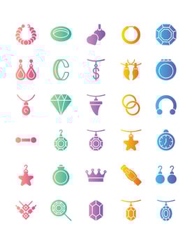 Jewelry Icon Set 30 isolated on white background vector