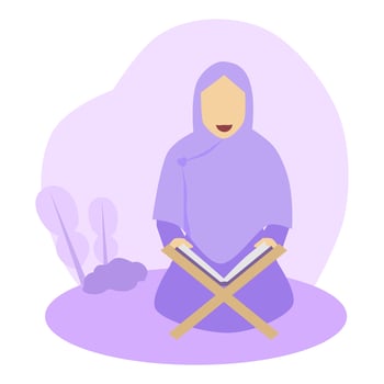 Illustration of Muslim Woman Reading Quran vector