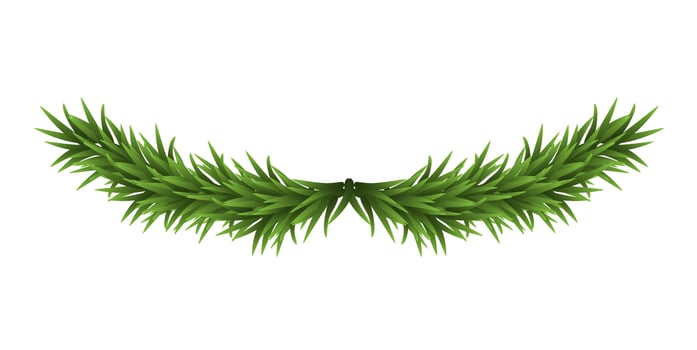 Greenery Christmas Garland. Merry Christmas wreath with fir branches isolated on white background. Vector decoration design