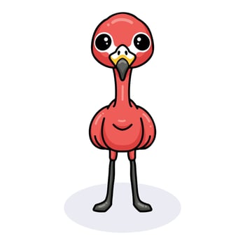 Cute little pink flamingo cartoon standing vector