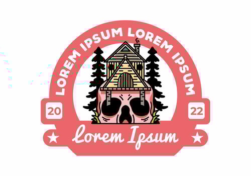 Wooden house with skull foundation illustration vector
