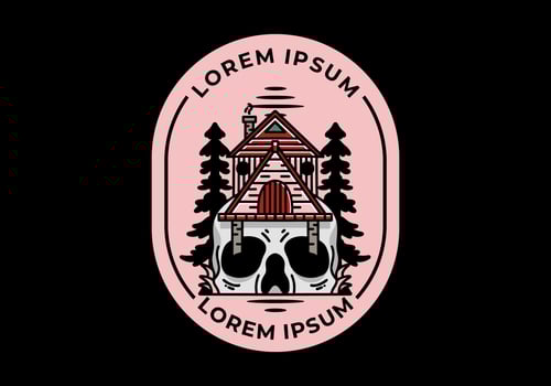 Wooden house with skull foundation illustration vector
