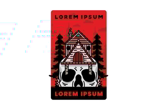 Wooden house with skull foundation illustration vector