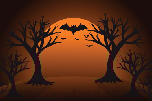 Halloween background design with black tree vector