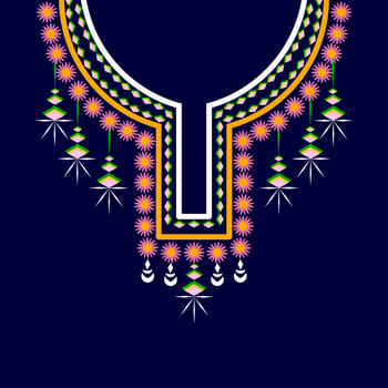 Geometric Ethnic necklace, neckline embroidery colorful traditional pattern design for woman clothing, jewelry, collar shirts, T-shirt. vector