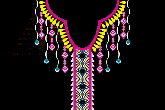Geometric Ethnic necklace, neckline embroidery colorful traditional pattern design for woman clothing, jewelry, collar shirts, T-shirt. vector