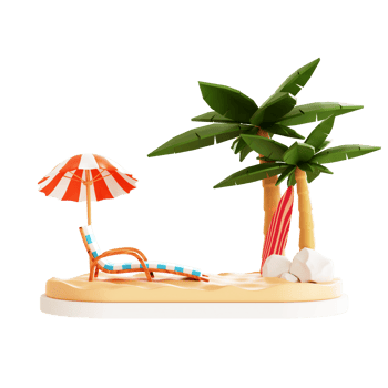 3D Summer Beach Illustration png