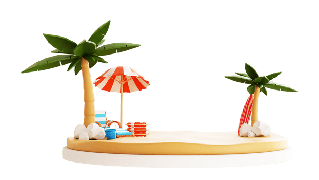 3D Summer Beach Illustration png