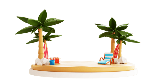 3D Summer Beach Illustration png