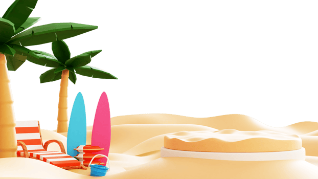 3D Summer Beach Illustration png
