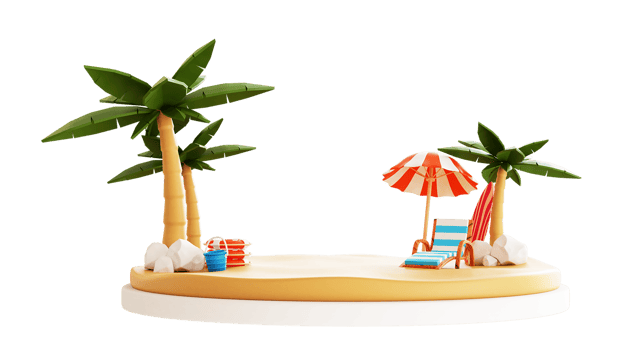 3D Summer Beach Illustration png