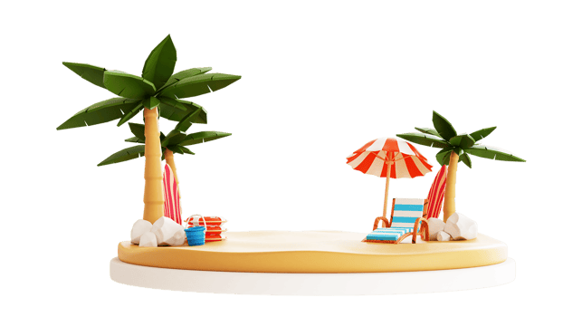 3D Summer Beach Illustration png