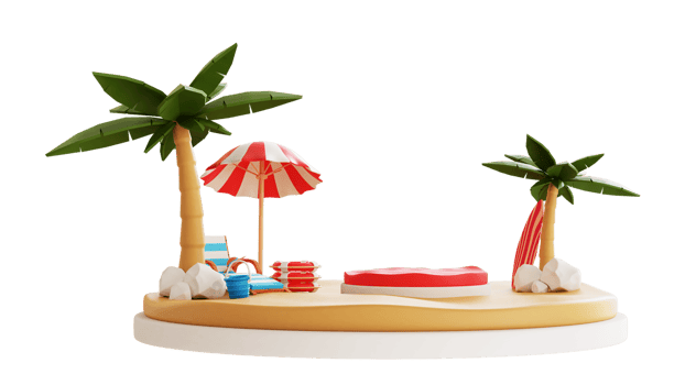 3D Summer Beach Illustration png