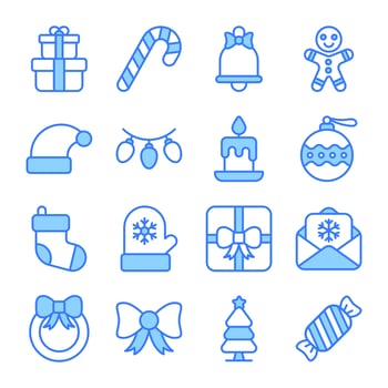 modern style Christmas and New Year icon, Isolated winter holiday symbols vector