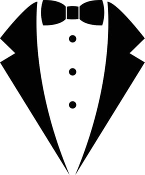 waiter suit icon on white background. tuxedo and bow tie sign. tie wedding. flat style. vector