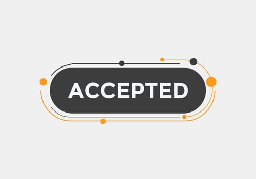 Accepted Basic text button. speech bubble. accepted Colorful web banner. vector illustration