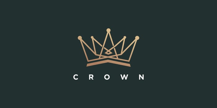 Crown logo design with modern line art style Premium Vector
