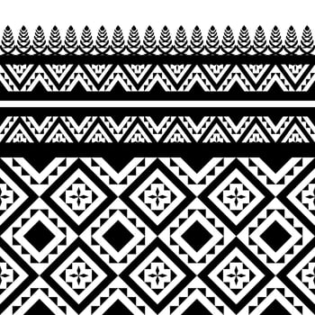 Black and white geometric ethnic seamless pattern design for wallpaper, background, fabric, curtain, carpet, clothing, and wrapping. vector