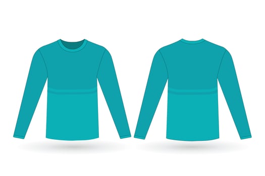 Blank Light Green Long Sleeve T-Shirt Vector For Template.Front And Rear Views