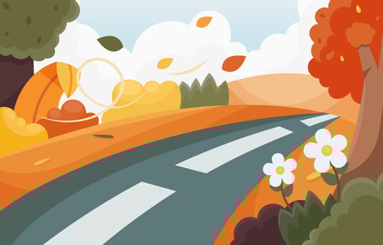 Highway through Autumn Concept vector