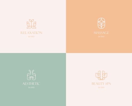 Beauty Spa Logo. Logo for business in the industry of beauty, health, personal hygiene.  Logo of a beauty salon, health industry, makeup artist. Line art style. vector