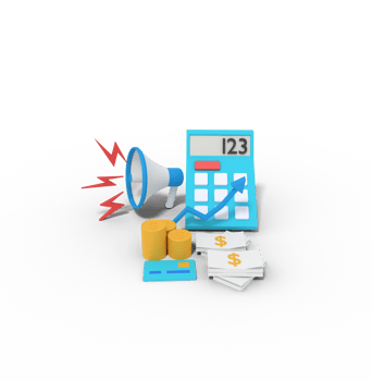 3d illustration of budget marketing png