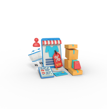 3d illustration of discount shopping in online shop png