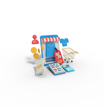 3d Illustration of online shop discount and budget png
