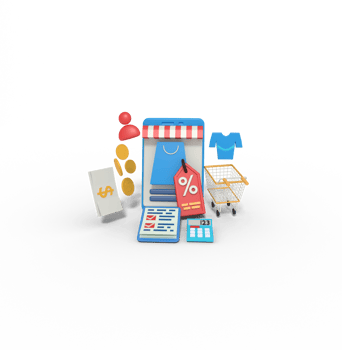 3d Illustration of online shop discount and budget png