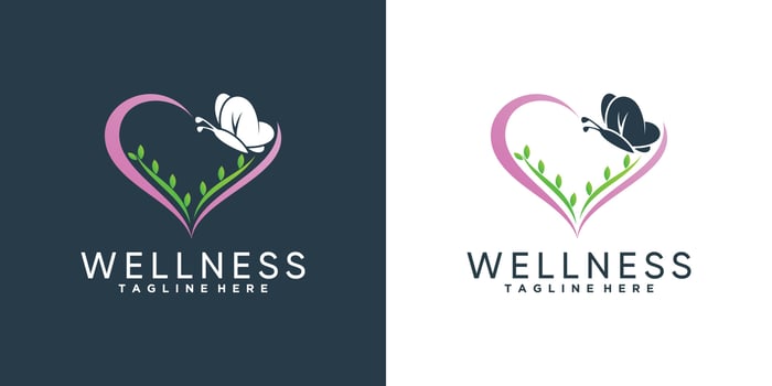 Creative beauty logo design with heart style concept Premium Vector