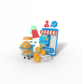3d Illustration of online shop app on mobile png