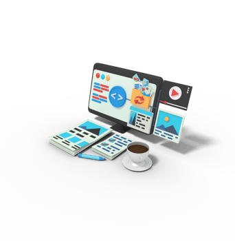 3d Illustration of programmer map website on computer png