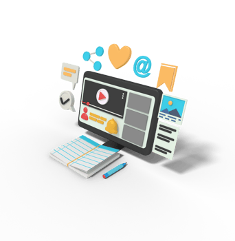 3d Illustration of learn video tutorials on computer online png