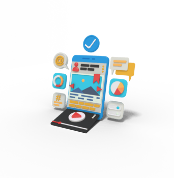 3d Illustration of online multi media on smart phone png